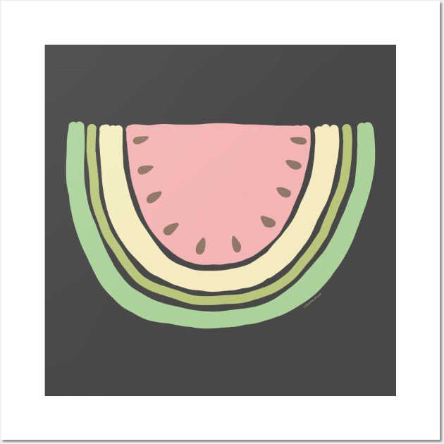 Boho Watermelon Slice Minimal Scandinavian Art Design Wall Art by DoubleBrush